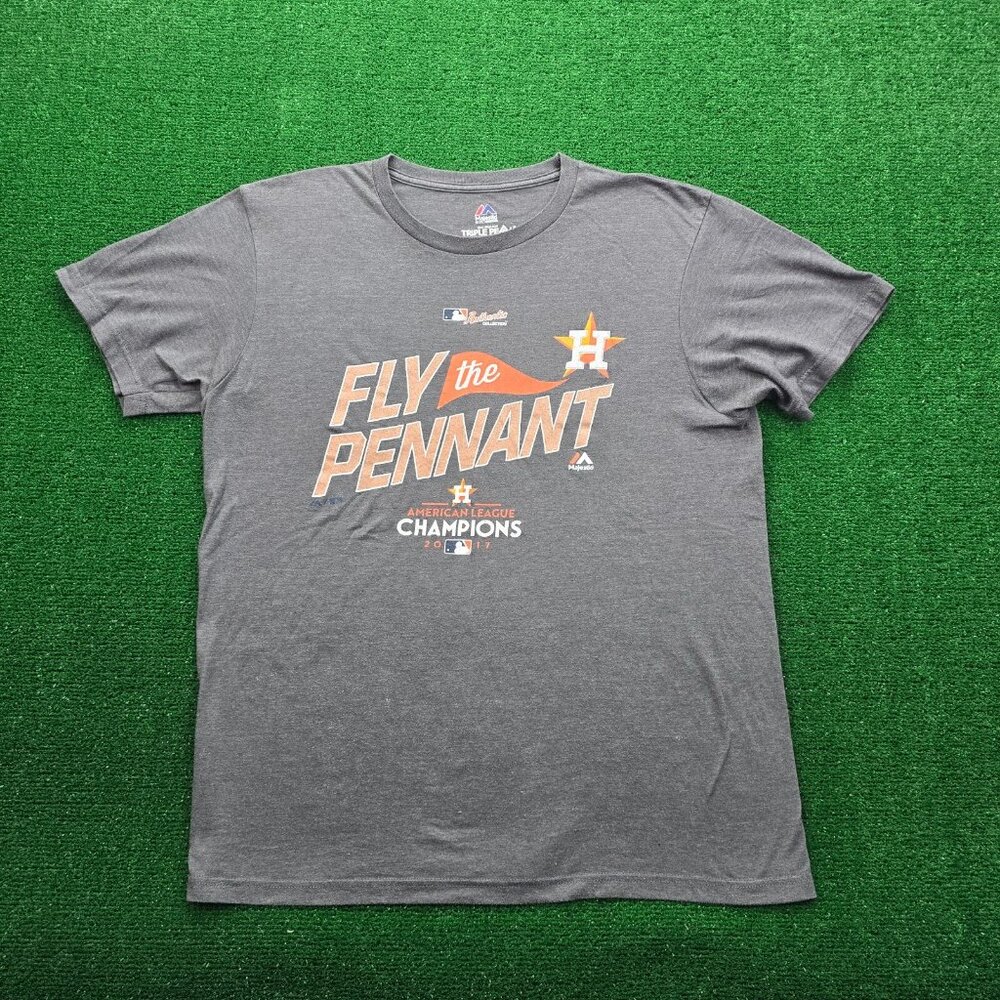 Houston Astros Tshirt Mens Large Gray MLB Baseball Fly The Pennant 2017